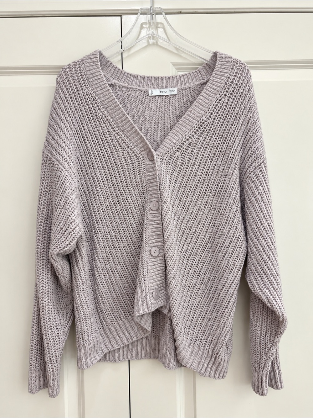 MANGO V-Neck Button Cardigan Sweater - Light Lavender